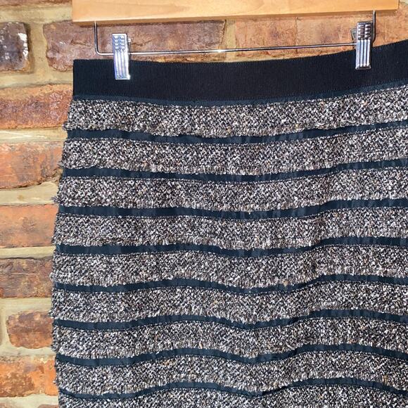 Carlisle Black Multicolor Silk Wool Blend Knee Length Straight Pencil Skirt 8 - Picture 2 of 7